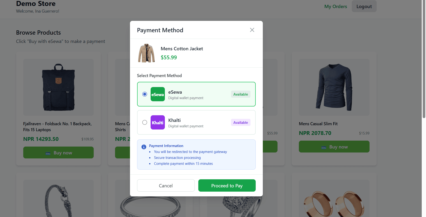 Payment Integration Demo - A demo project showcasing secure online payment integration and transaction handling.